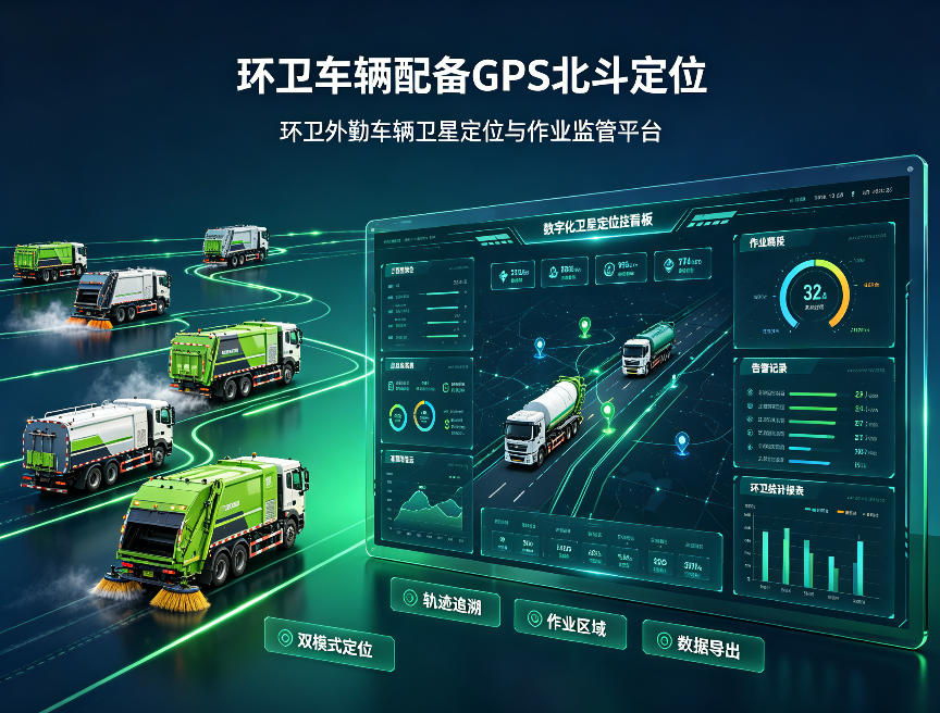 环卫车辆配备 GPS 北斗定位
